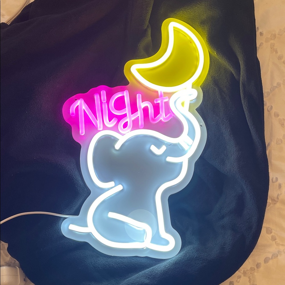 Neon Elephant Neon Light sign with Moon new dimmable